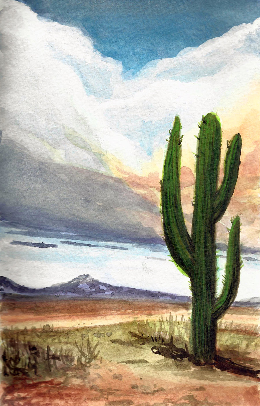 900x1404 Desert Watercolor Sketch By Lacee Shaw
