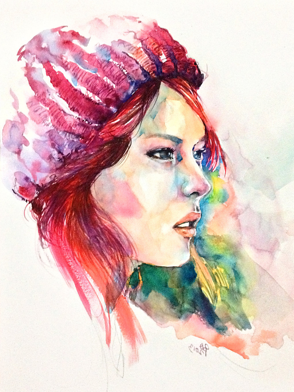 1024x1365 Painting Portraits In Watercolor Watercolor Portrait, Red Hat