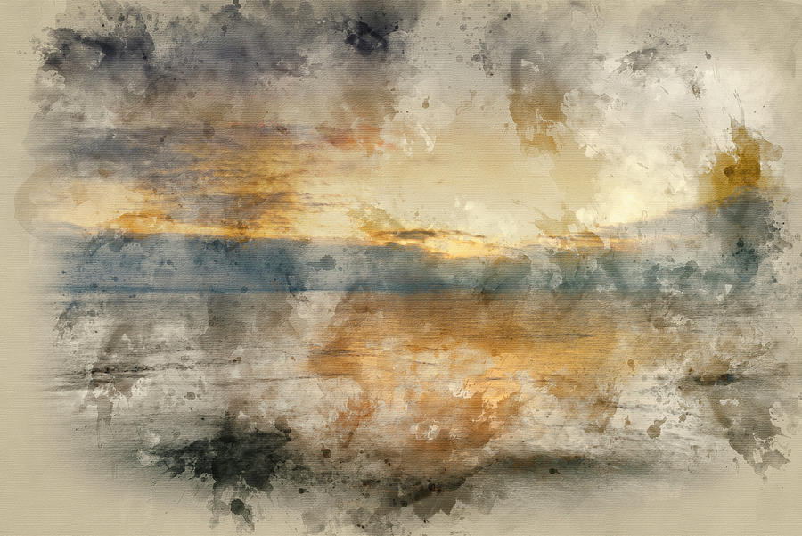 900x601 Digital Watercolor Painting Of Beautiful Vibrant Sunrise Landsca