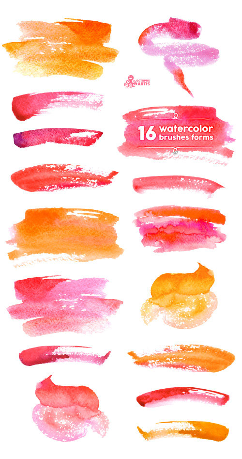 500x947 Watercolor Brushes Forms Clipart 16 Digital Files. Hand Painted