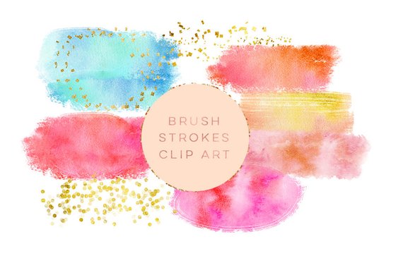 570x380 Watercolor Glitter Brushes Stroke Watercolor Paint Splotch Etsy
