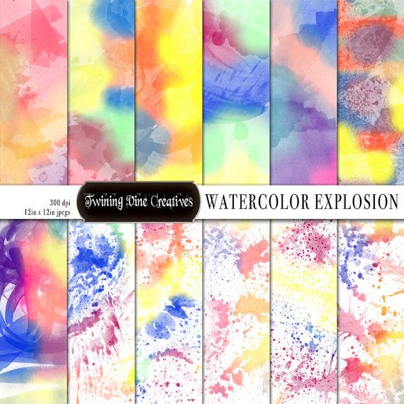 570x570 Rainbow Watercolor Digital Papers Digital Watercolor Paper