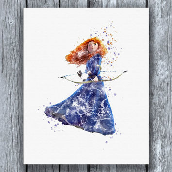 354x354 Brave Merida Disney Princess Watercolor From Allartprints