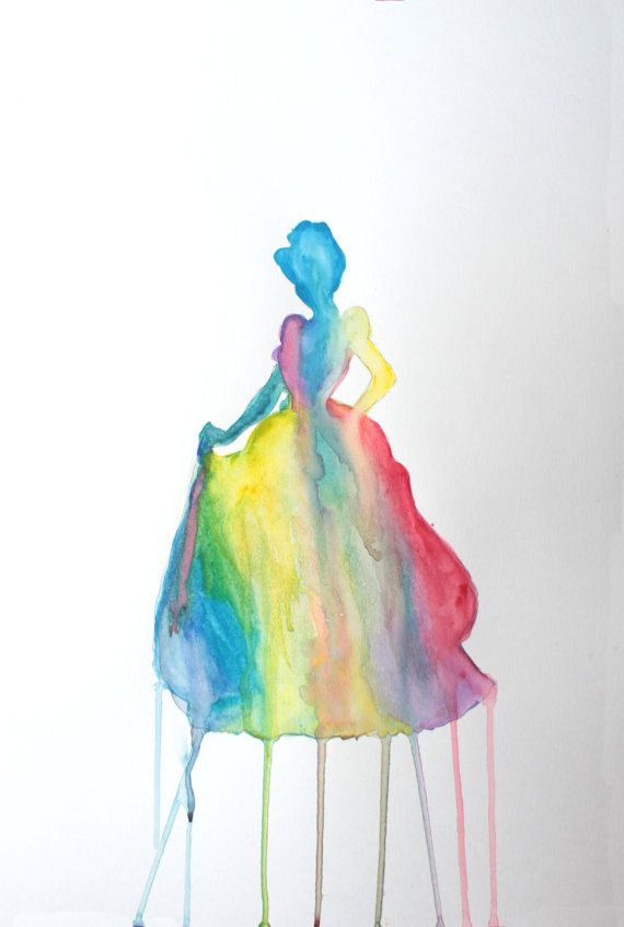 570x847 Disney Princess Watercolor Prints Rainbow Silhouettes. Ariel