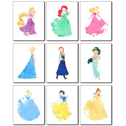 425x425 Disney Princess Watercolor Prints