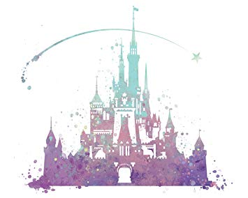 355x284 8x10 P02 Disney Castle Poster. Inspired Watercolor