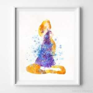 300x300 Rapunzel Tangled Type 1 Wall Art Disney Watercolor Poster Nursery