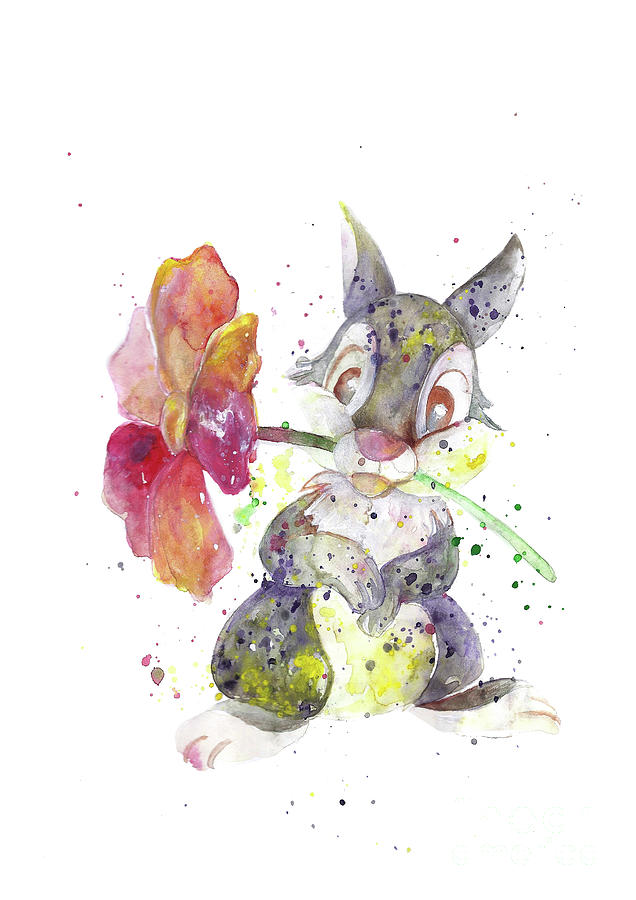 636x900 Bunny. Cartoon. Disney. Watercolor Art Print. Wall Art. Home Decor