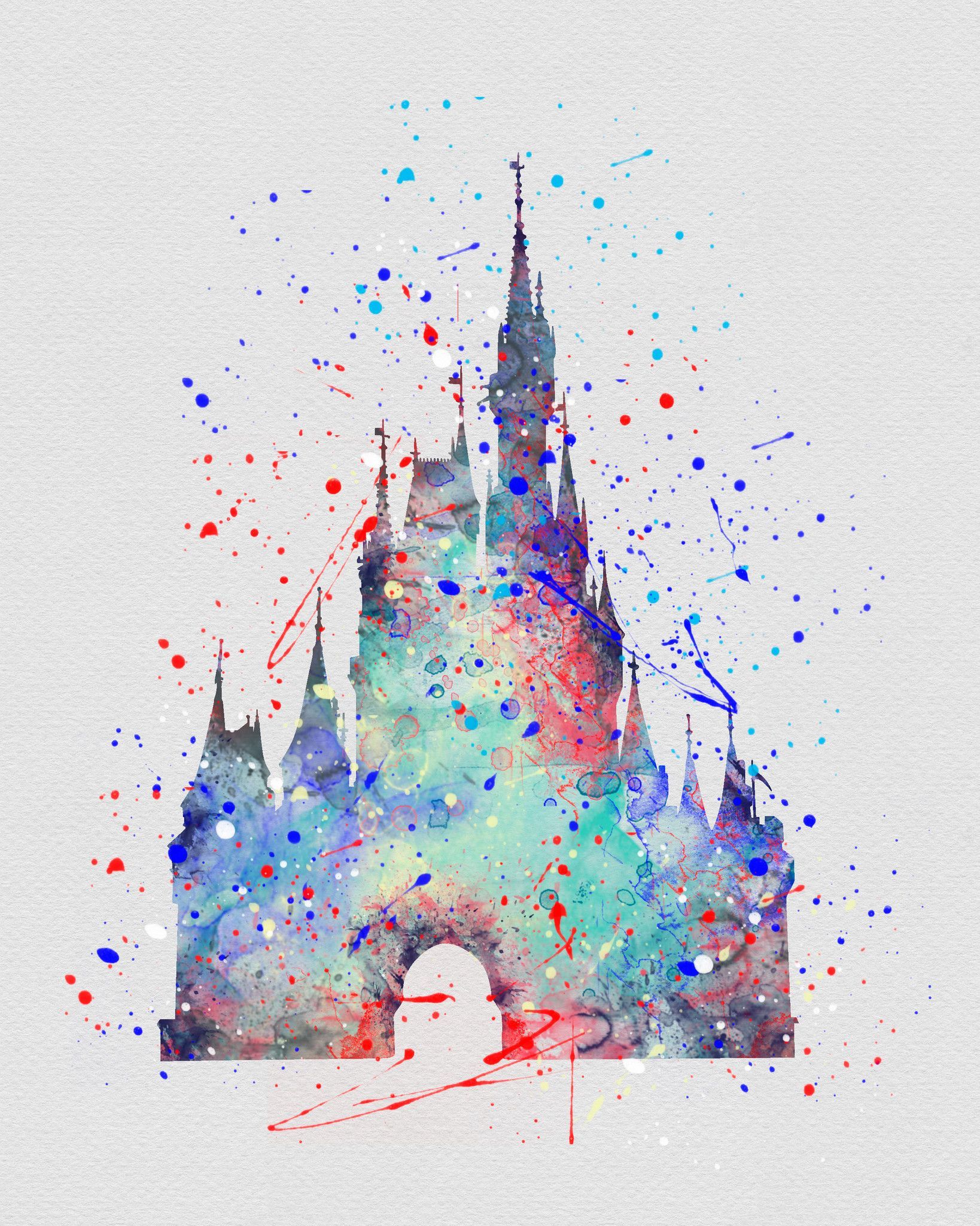 1638x2048 Cinderella Castle 5 Watercolor Art Print Disney Tattoos