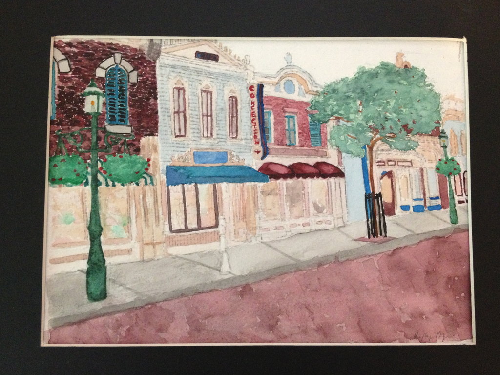 1024x768 Disneyland Main Street Watercolor By Amazingneighbor101