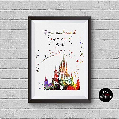 500x500 Disney Castle Watercolor Print Princess Fairytsle
