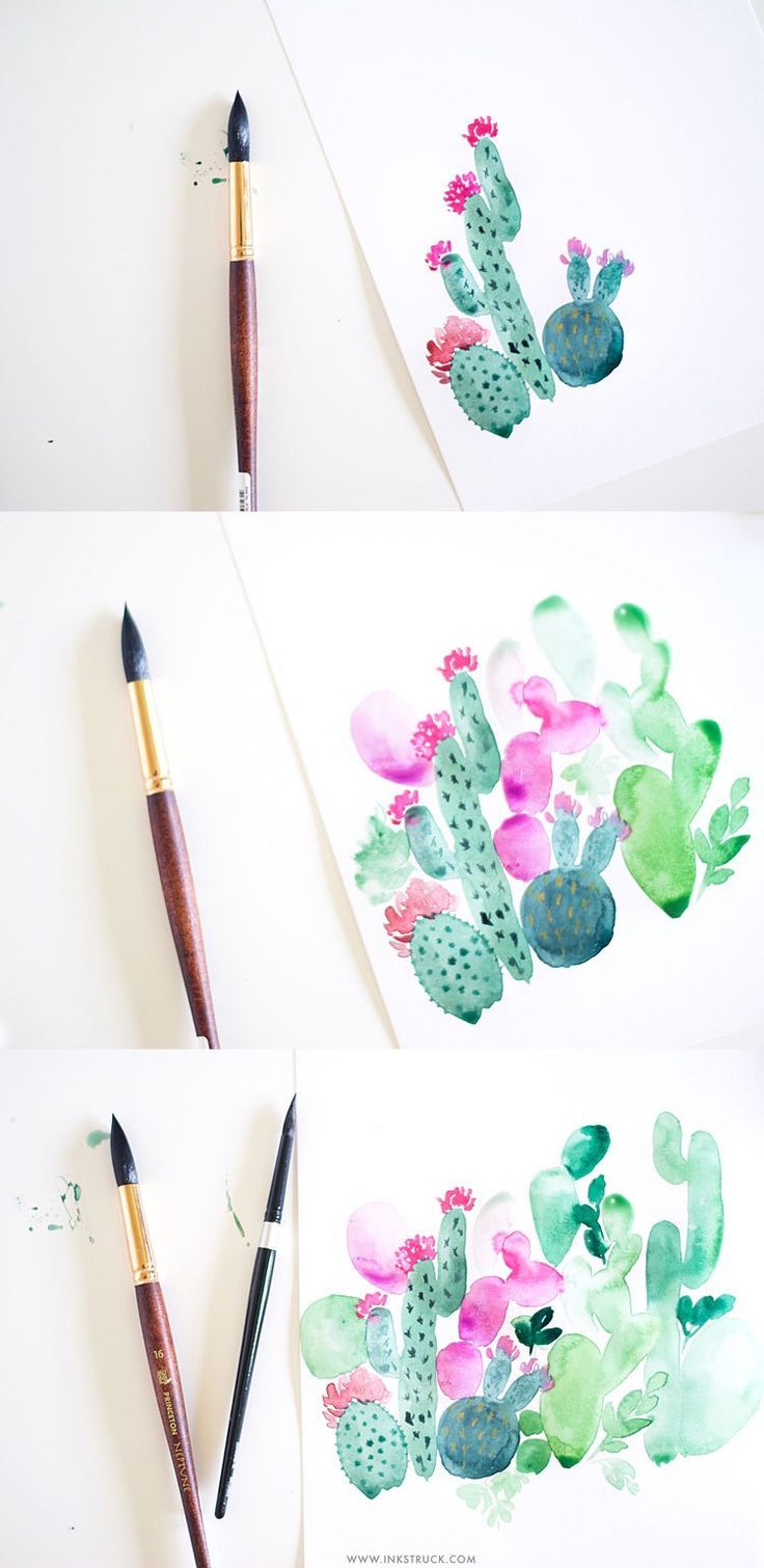 736x1510 Cactus Painting Tutorial In Watercolor All Things Art + Hand