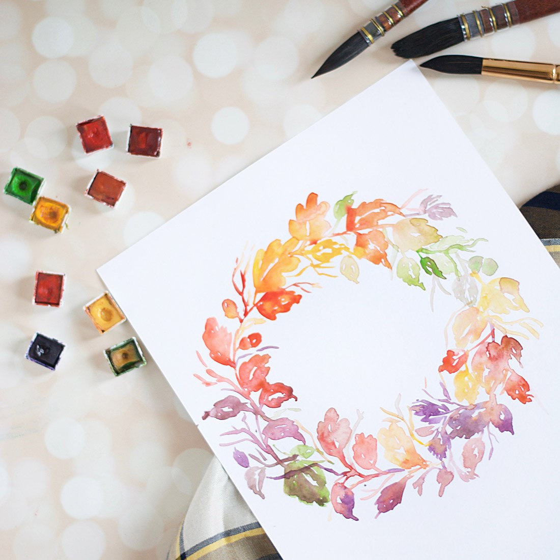 1100x1100 Watercolor Fall Wreath Diy
