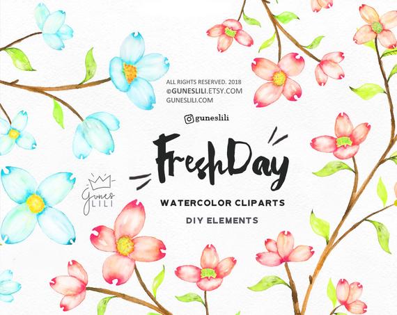 570x453 Flower Clip Art, Watercolor Flowers Clipart, Summer Flower Clipart