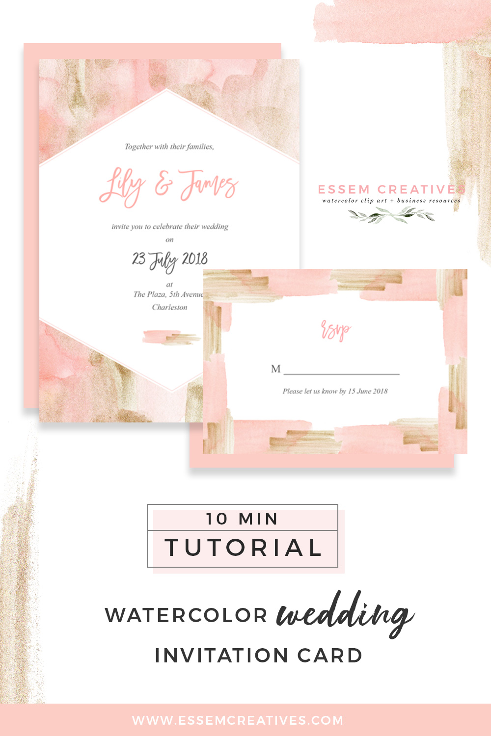 1000x1500 How To Make A Blush And Gold Watercolor Wedding Invitation On A Mac