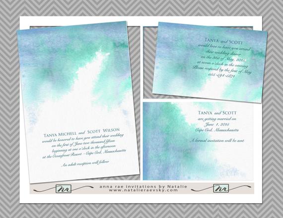 570x440 Printable Watercolor Wedding Invitation Template Diy Painted Etsy