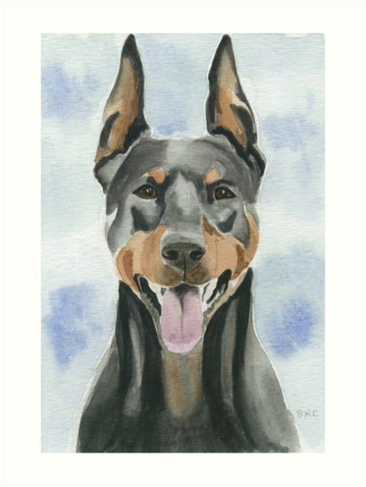 413x549 Doberman Dog Watercolor Art Prints By Clarityart Redbubble