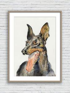 226x300 Doberman Pinscher, Dog Print, Watercolor Abstract, Wall Art Prints