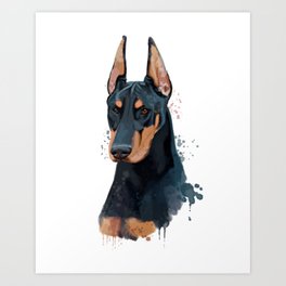 264x264 Doberman Watercolor Art Prints Society6