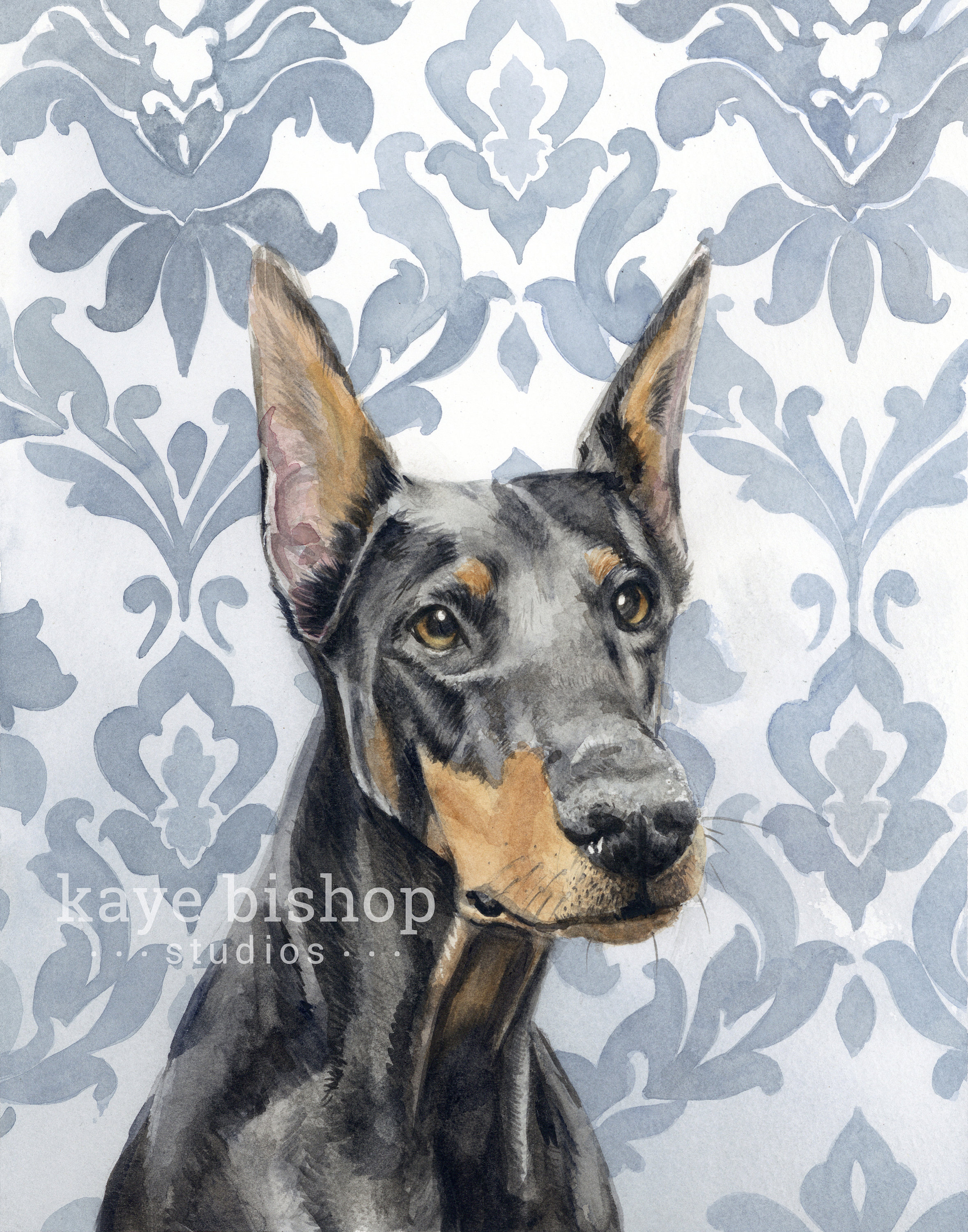 2357x3000 Doberman Watercolor Painting Animal Art Doberman Painting Etsy