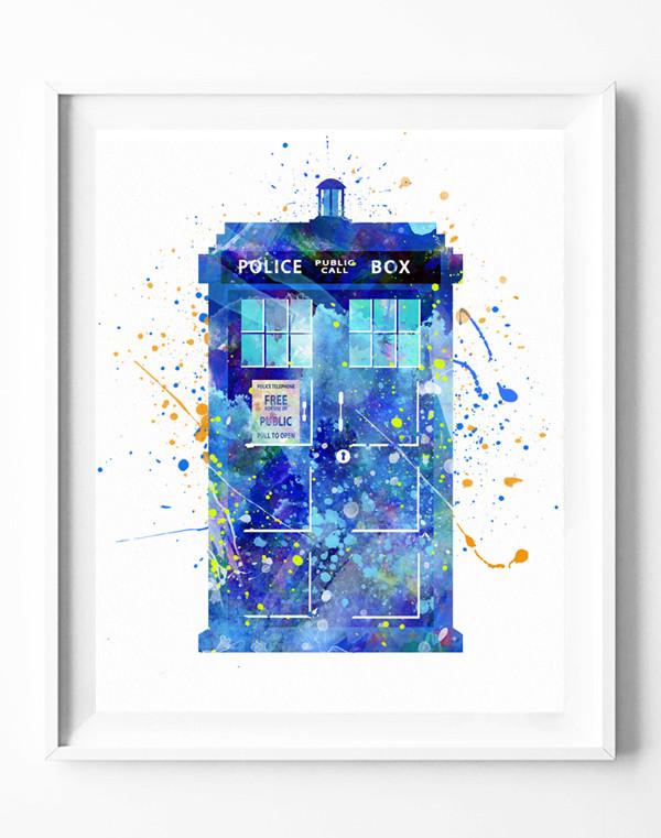 600x761 Doctor Who Tardis Art Print Dr. Who Poster Watercolor Painting