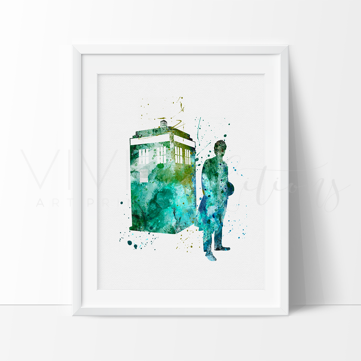 1200x1200 Tardis, Doctor Who Watercolor Art Print