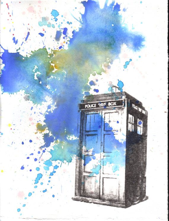 570x743 Tardis Doctor Who Watercolor Painting