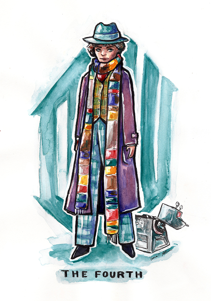 700x1000 The Fourth Doctor Who Watercolor Painting Discombobble Art