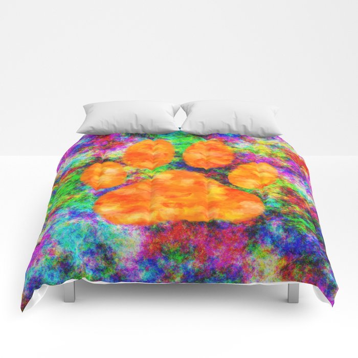 700x700 Dog Paw Print Watercolor Comforters By Almdrs Society6