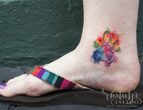 580x448 Paw Print Watercolor Tattoo
