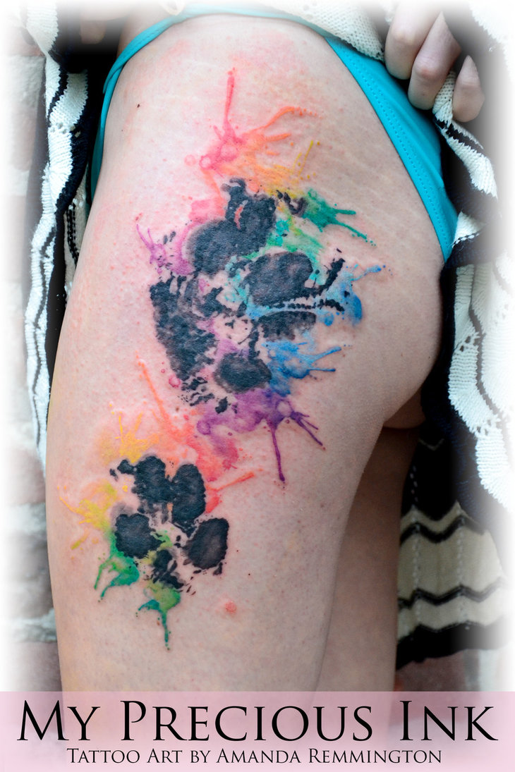 730x1095 Dog Paw Watercolor Tattoo By Mentjuh