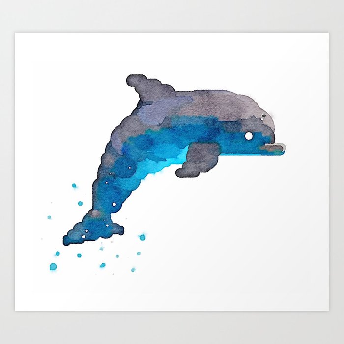 700x700 Dolphin Watercolor Art Print By Mozayix Society6