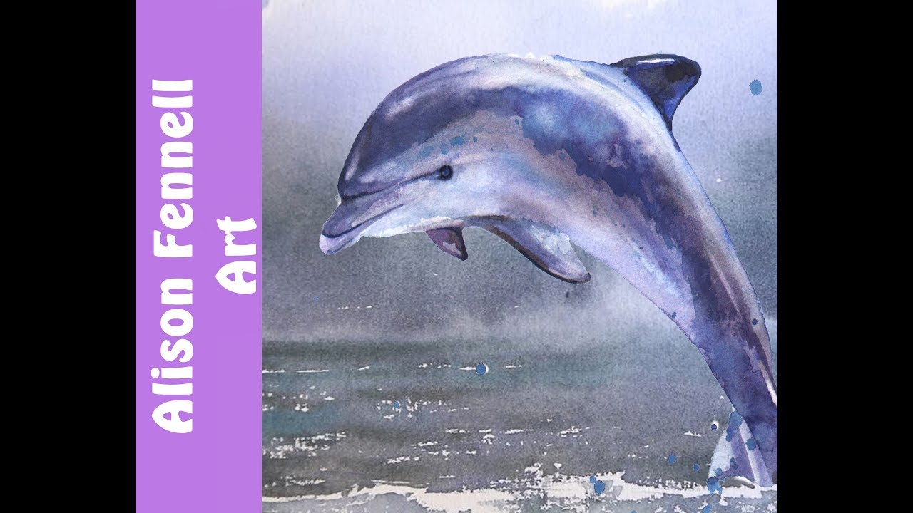 1280x720 Painting A Dolphin And The Ocean In Watercolor