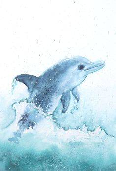 236x348 Dolphin Painting, Original Watercolor Painting, 12 X 9 In, Sea
