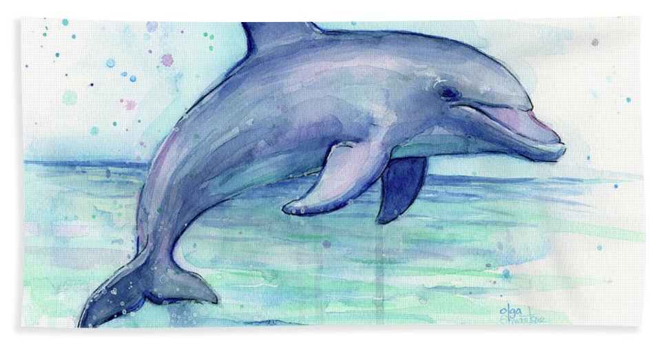 967x500 Watercolor Dolphin Painting