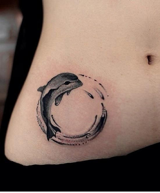 550x663 Lovely Dolphin Tattoo By Chen Jie