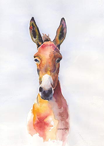 356x500 Donkey Mule Art Original Watercolor Painting Handmade