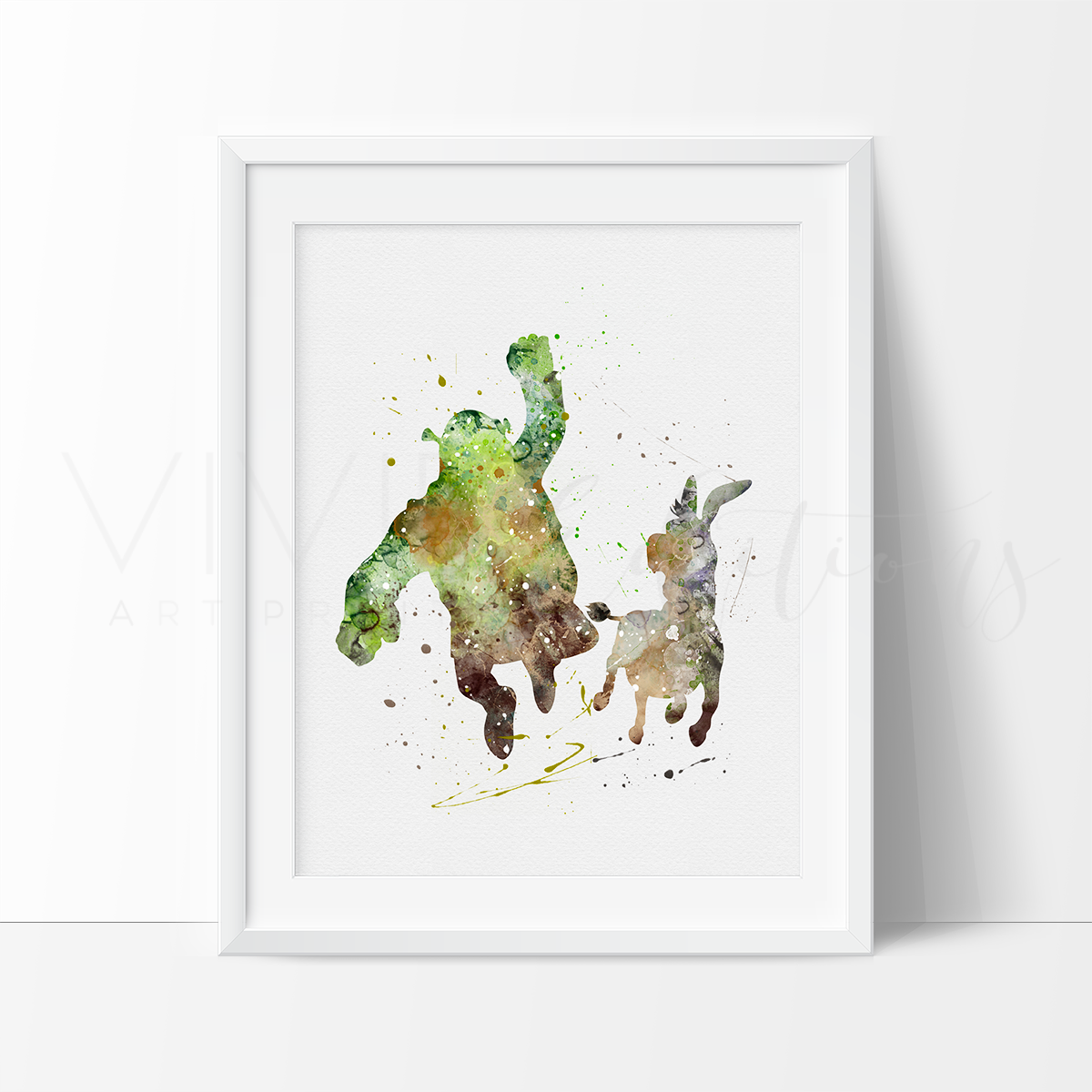 1200x1200 Shrek Amp Donkey Watercolor Art Print