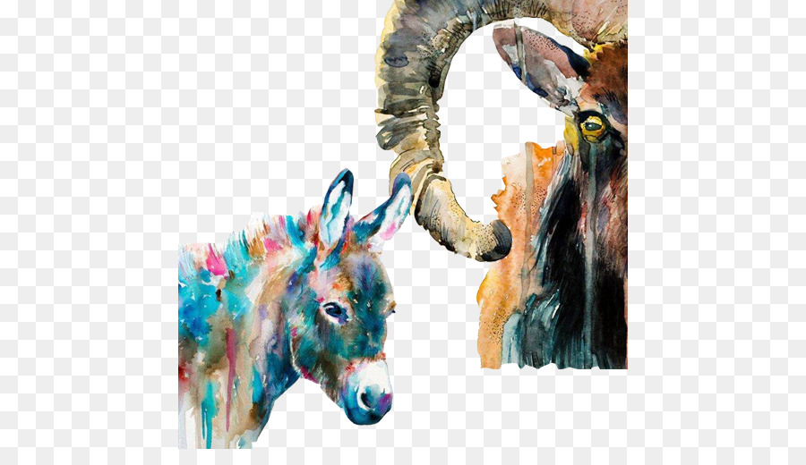 900x520 Art Watercolor Painting Donkey Oil Painting
