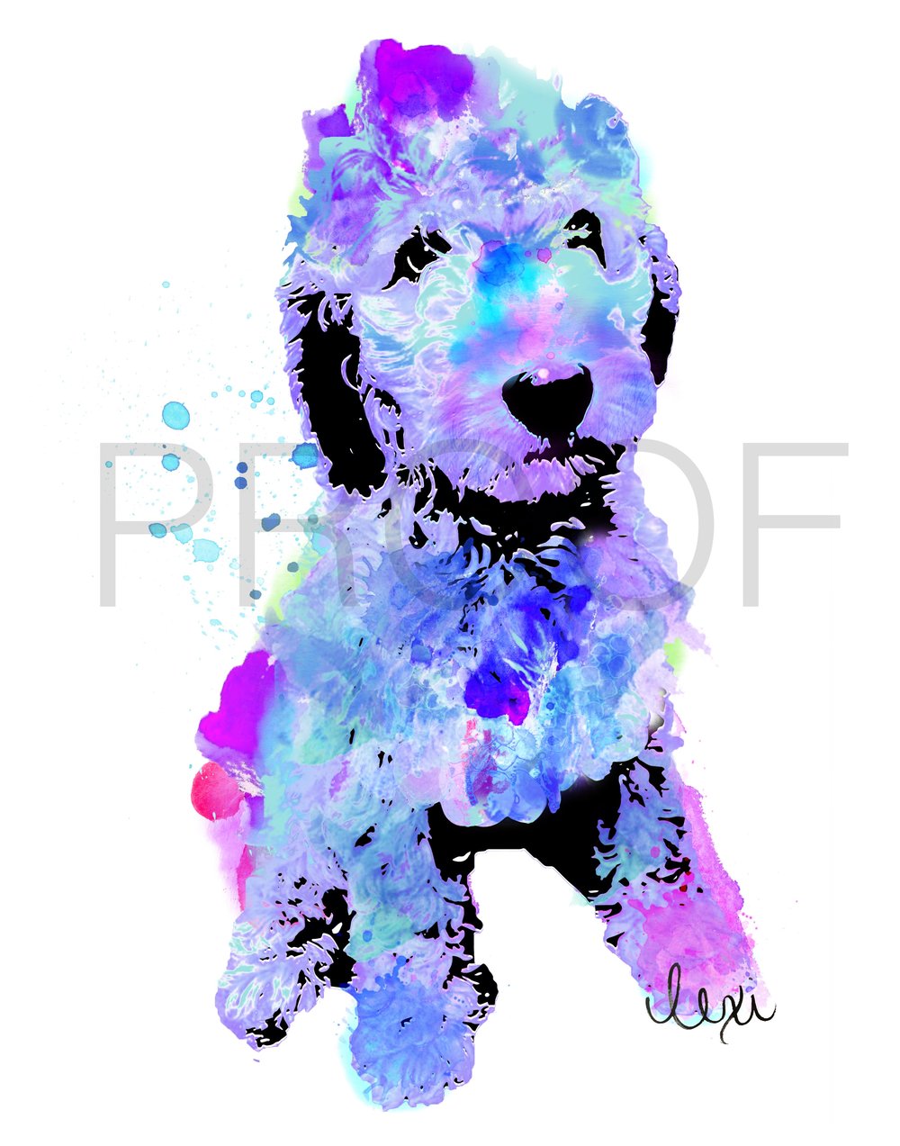 1000x1273 Doodle Watercolor Dog Portrait Branson Free In The Lines