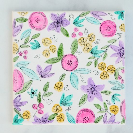 550x550 Floral Doodle Watercolor Canvas Craftgawker