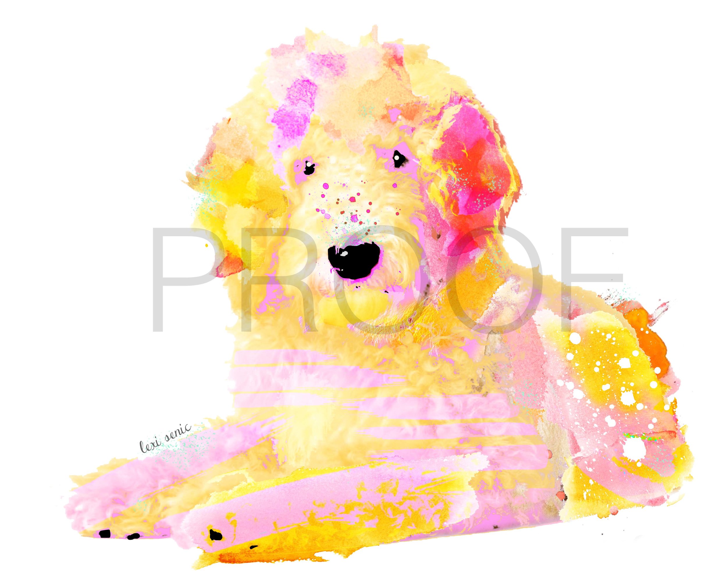 2500x1964 Golden Doodle Watercolor Dog Portrait Snickerdoodle Free In