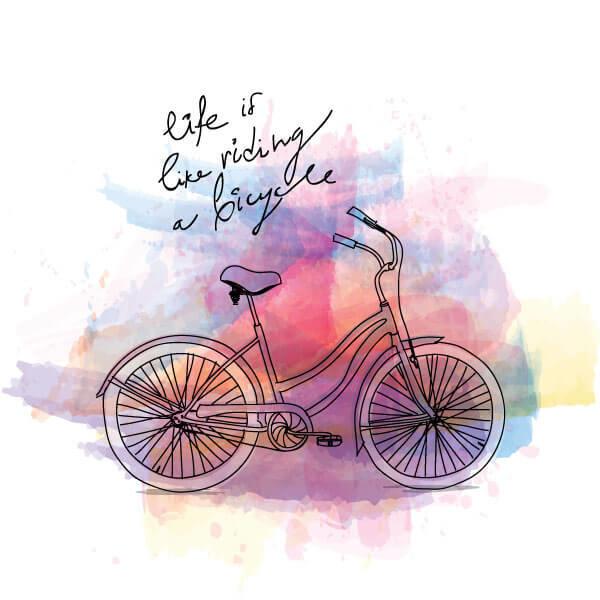 600x600 Doodle Bicycle On Watercolor Background Vector 123freevectors