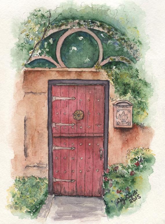 570x774 St. Augustine Red Door Watercolor Print Gift Door Etsy