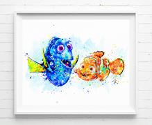 219x181 Disney Finding Dory And Nemo Art Print Poster Watercolor Painting