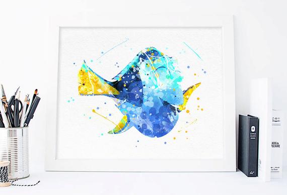 570x388 Disney Nemo Dory Watercolor Nemo Birthday Nemo Poster Nemo Etsy