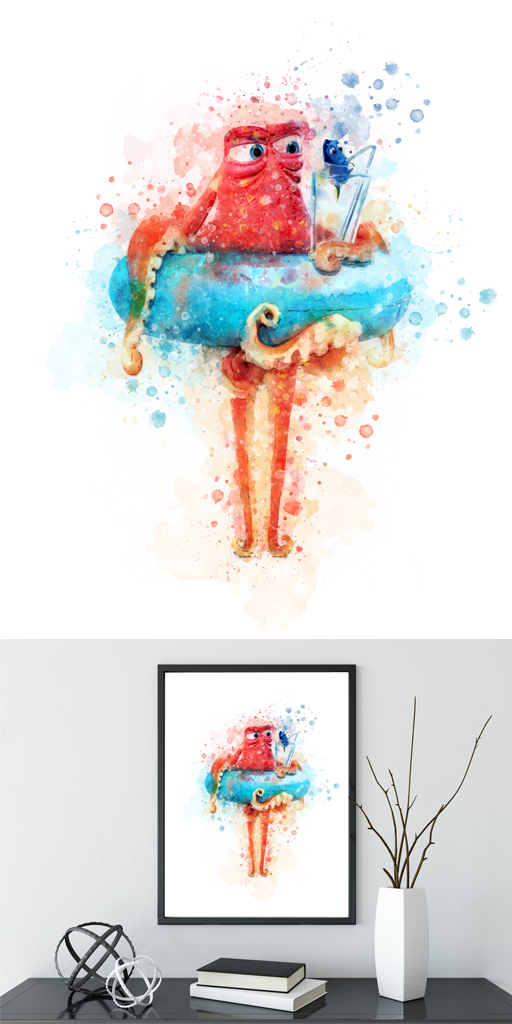 512x1024 Nemo Wall Art Disney Nemo Dory Watercolor Nemo Birthday Nemo