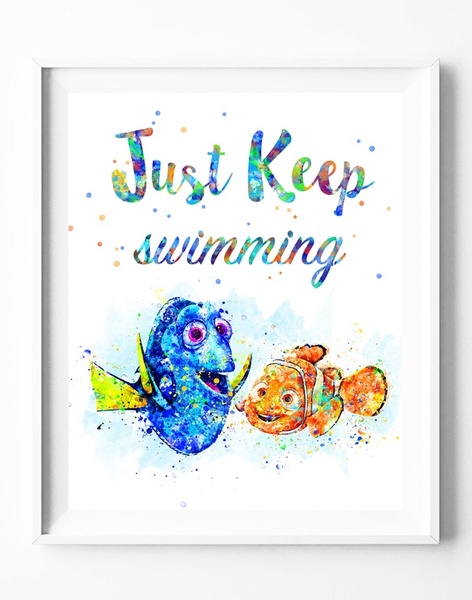 472x600 Wish Finding Nemo Dory Quote Watercolor Painting Canvas Art