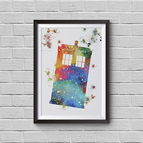 500x500 Tardis Dr Who Inspired Watercolor Painting Police Box