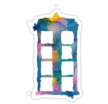 375x360 Watercolor Tardis (Black)